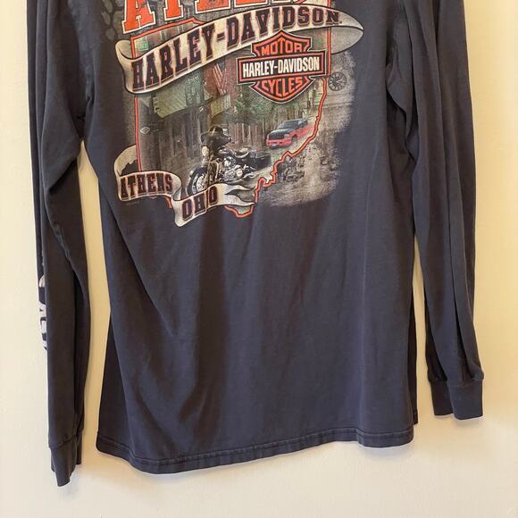 Harley-Davison M Athens, Ohio long sleeve t-shirt motorcycle casual punk gray - Picture 8 of 8